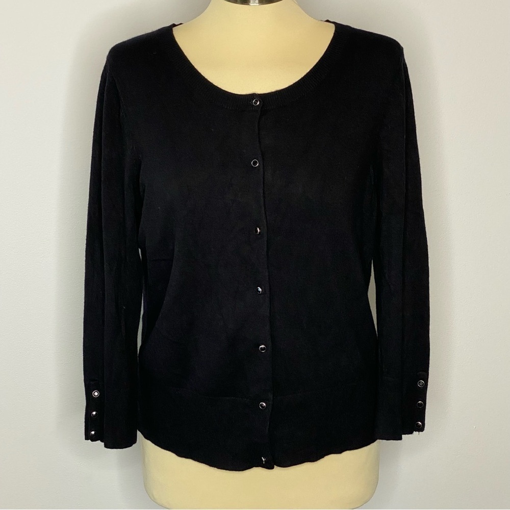 Express Design Studio Black Rhinestone Button Front Cardigan Sweater - Picture 2 of 8